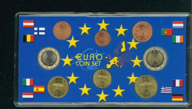 2002 GERMANY 8 Coin Uncirculated Euro SET 2€ ; 1€ ; 50; 20; 10;  5 ; 2 ; 1 Cents