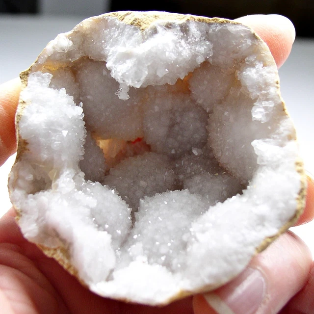 Quarz Geode Druse mit BERGKRISTALL Schneequarz 2 Hälften Marokko EXZELLENT !!!