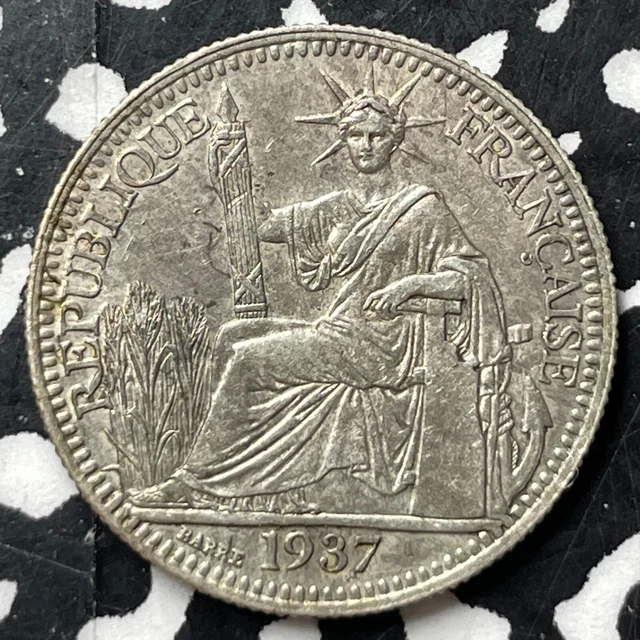 1937 French Indo-China 10 Centimes Lot#HZ358 Silver!