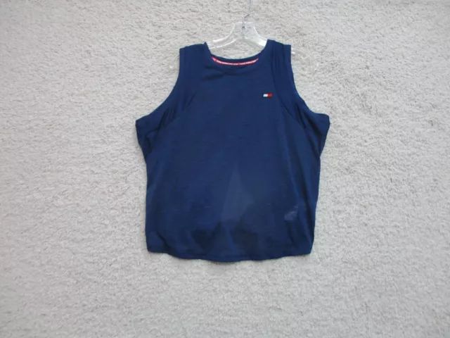 Tommy Hilfiger Tank Top Shirt Large Adult Navy Blue Cropped Sport Logo Womens L