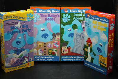 BLUE'S CLUES VHS lot of 4 Baby's Here, Pajama Party, Read about it