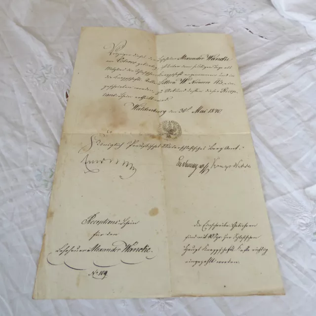 Sehr alter Brief / Dokument 1840 Waldenburg handschritflich (OD4842)