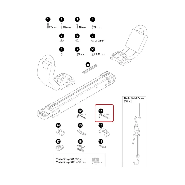 Thule Hex Key M5 per supporto kayak Hullavator Pro EuroRide 30113