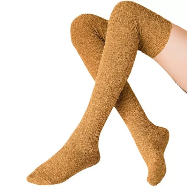 Women Wool Over Knee-High Thigh Stocking Design Skinny Solid Boot Socks Fanshion