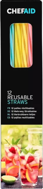 24 x Chef Aid Reusable Thick Plastic Drinking Straws BPA Free Strong Durable New