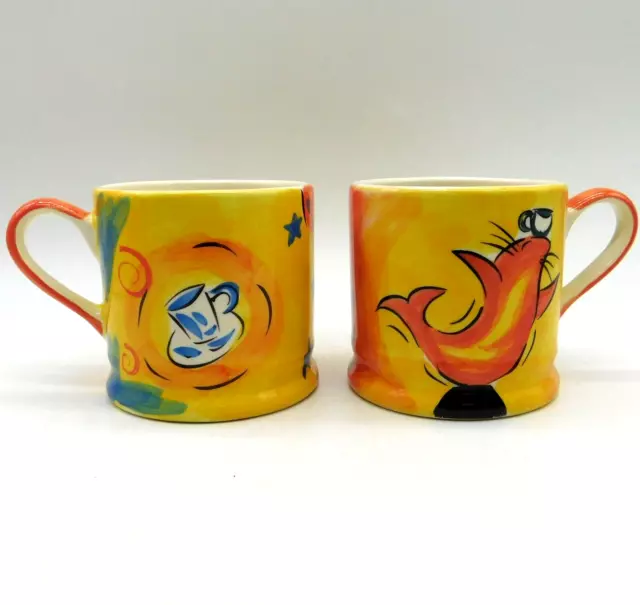 Whittard of Chelsea Orange Sealion Small Mug Pair x2