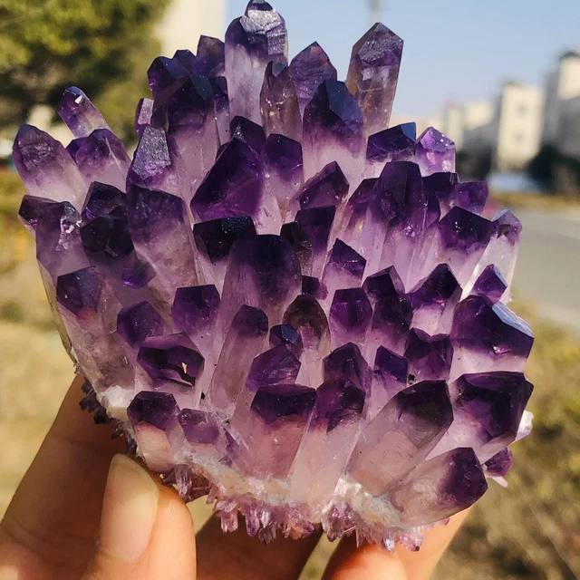 280g New Find purpl Phantom Quartz Crystal Cluster Mineral Specimen Healing 8