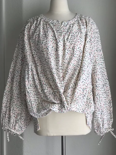 Floral Long Sleeve Corduroy Popover Shirt Curvy Plus size 3X Bohemian Top Women