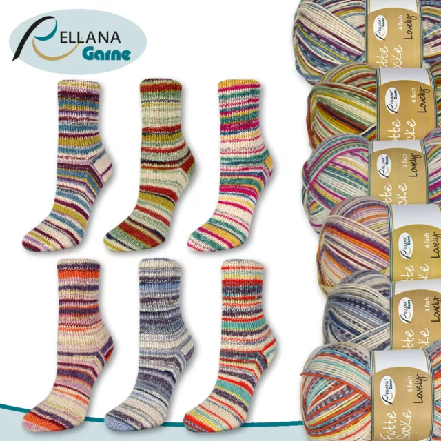 Rellana 100 g Flotte Socke 4fach Lovely Sockenwolle Wolle Garn Stricken 6 Farben