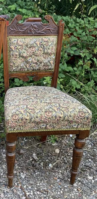 Solid Oak Antique Style Carved Hall Chair