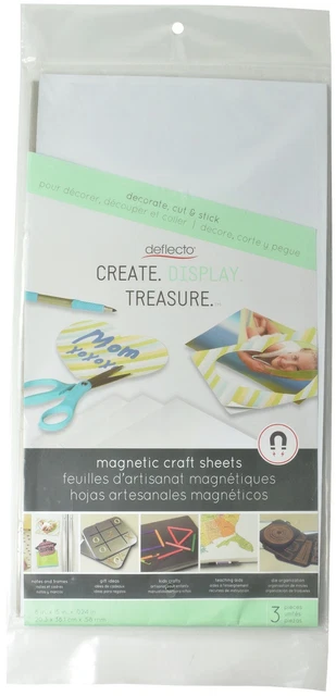 Hojas artesanales magnéticas Defleto, paquete de 3" x 8", blancas (5901)