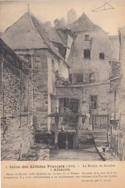 Carte postale ancienne ORNE ALENÇON 1 salon des artistes moulin du guichet éc.