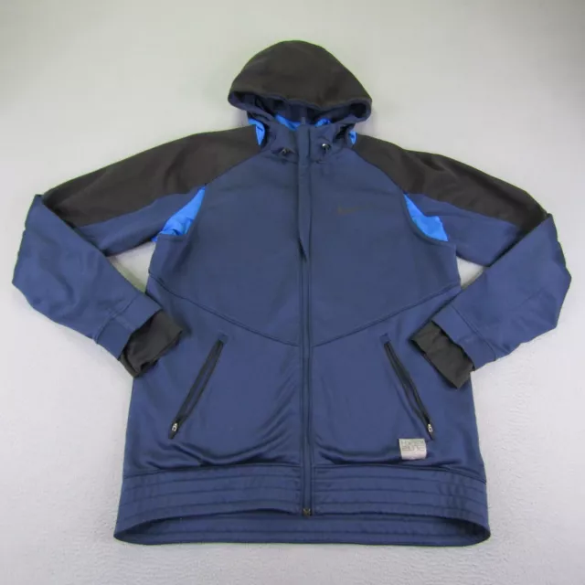 Nike Jacket Mens Large Blue Hyper Elite Winterized Motion Hoodie Full Zip Up ^