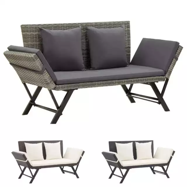 Garden Bench with Cushions 176 cm Poly Rattan Dining Seat Multi Colours vidaXL