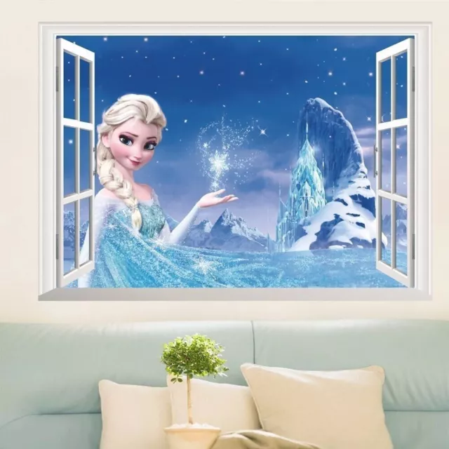 Disney 3D Window WALL STICKER FROZEN Elsa Princess Girls Nursery Bedroom Decor