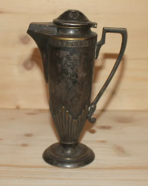 Antique Art Deco silver plated brass coffee tea pot pitcher creamer jug