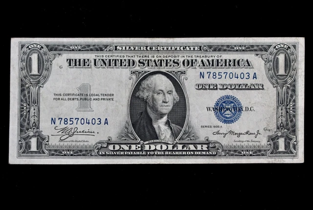 $1 1935A Mule Silver Certificate N78570403A series A micro bp 868, one dollar