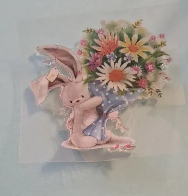 Bunny Rabbit With Flowers Clear Cling Stamp