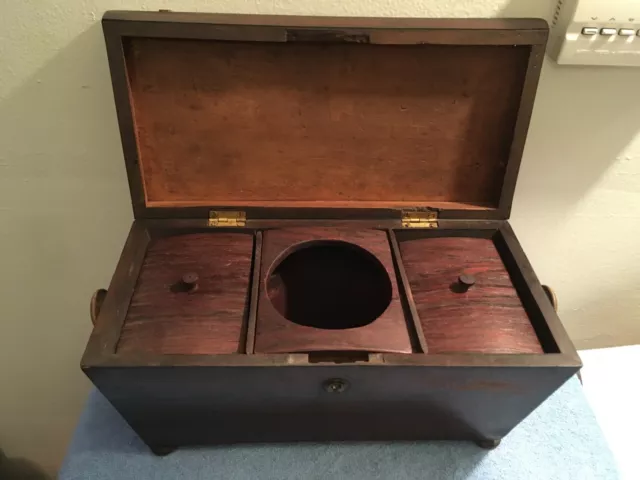 Vintage Wood Tea Caddy Three Section Wooden Server Box Read Ad