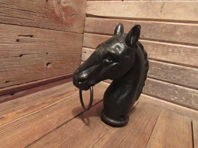 Vintage Iron Horse Head Hitching Post Topper w/ Ring