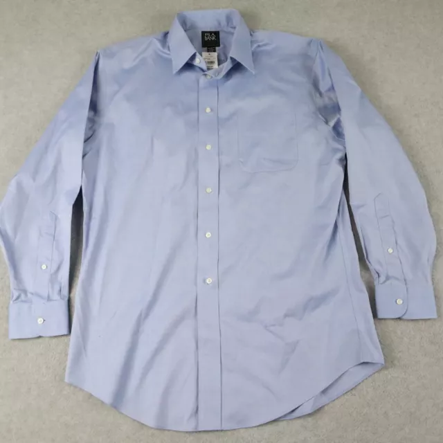 Jos A Bank Shirt Mens 16-33 Tailored Fit Traveler Button Up Blue Long Sleeve NWT