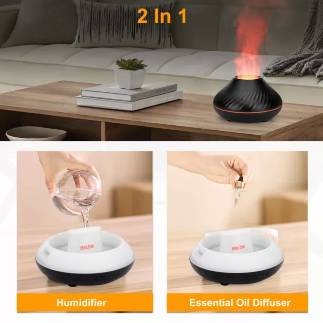 Essential Oil Diffuser Ultrasonic Aroma Cool Mist Humidifier Cute Volcano Flame 2