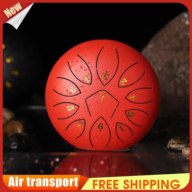 6 Inch 11-Note Tongue Drum with Drumsticks Hand Pan Ethereal Drums (Red) *Z