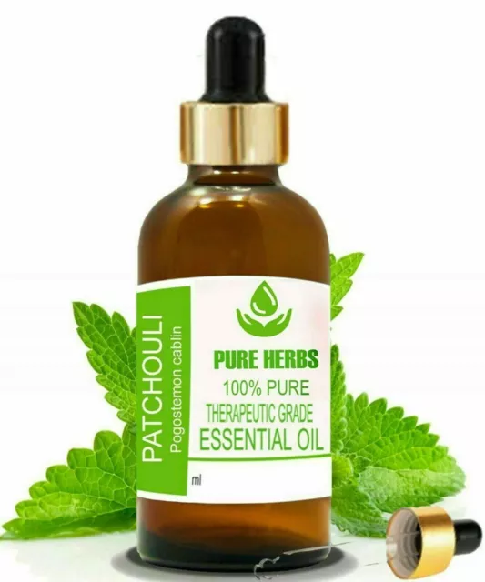 Pure Herbs Patchouli 100% Pure & Natural Pogostemon cablin Essential Oil