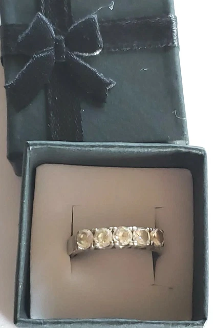Sterling Silver Five Cubic Zirconia Band Ring ATI .925 Sz: 8