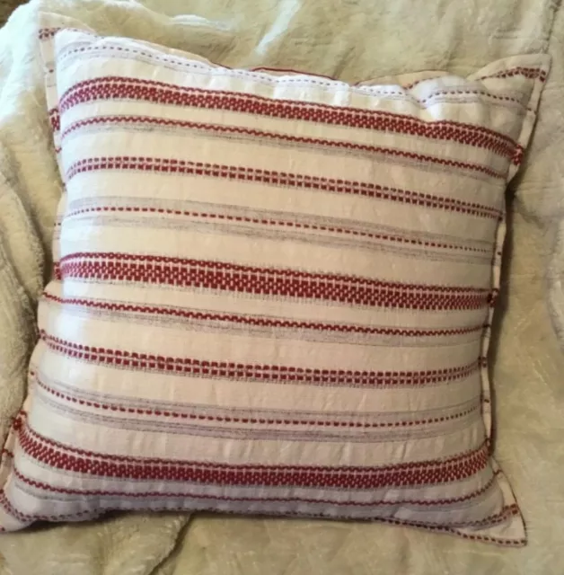 Studio McGee with Threshold Stripe Square Throw Pillow  24" Red Rust Velvet Bed