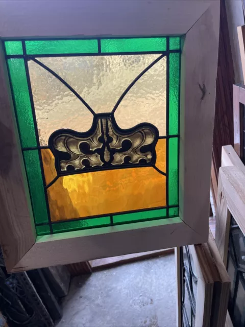 SG4625 Antique painted and fired Stainglass Window 13.25 x 15.25￼ 2