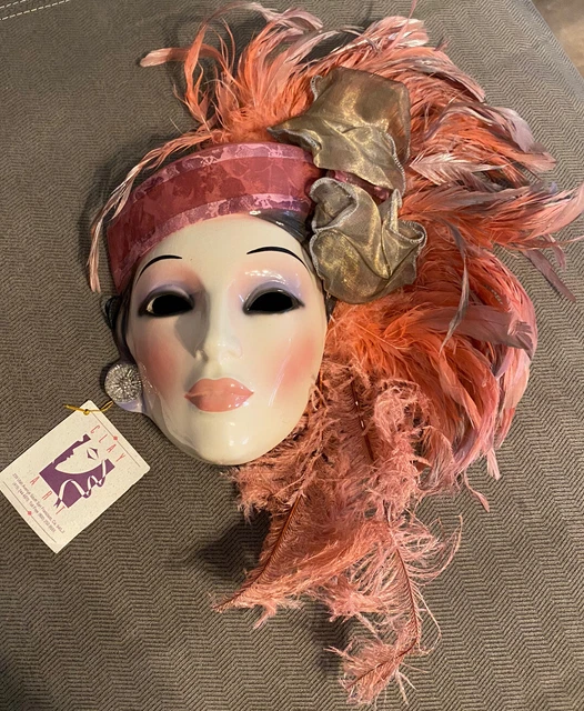 VINTAGE FACE CLAY Art Ceramic Mask 1980’s Porcelain Wall Decor 145.00