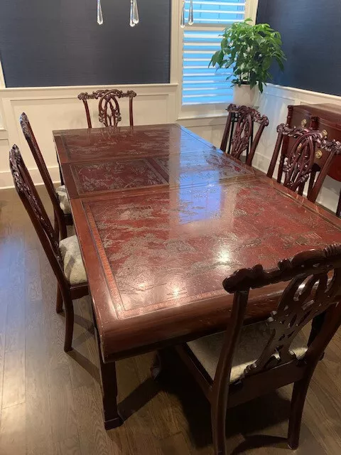 Vintage Drexel Heritage Ming Treasures Extension Dining Table with 8 chairs