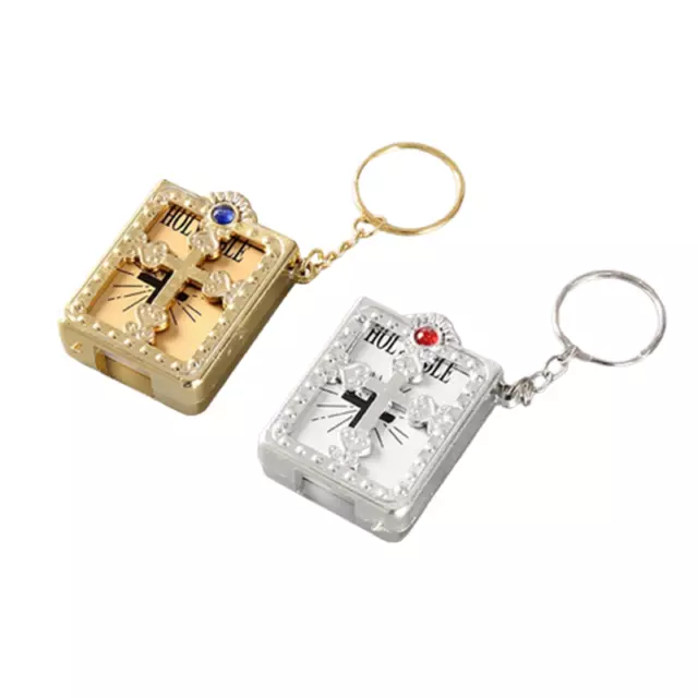 Mini Bible Keychain With Blue Rhinestones Perfect For Communion And Confirmation