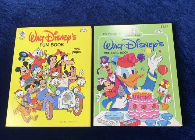 2x Walt Disney's Fun Book Coloring Books 1981 & 1984 Vintage NOS Unused