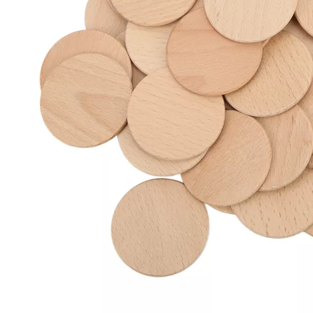 50Pcs Unfinished Round Wood Chip Carving Painted Wood Discs Ornaments For