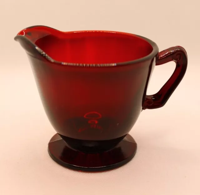 Anchor Hocking Royal Ruby Red Footed Creamer Pressed Depression Glass 1930s-'40s