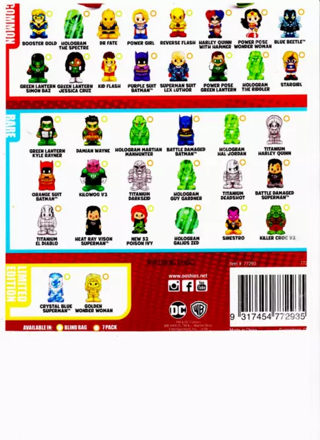 OOSHIES Common , Rare & Limited Edition DC Comics Series 4