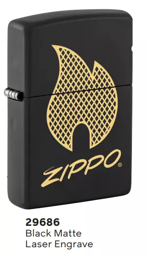 🔥Zippo 🔥- Zippo Flame - Matte Black Laser Engraved - 29686 -  Bnib