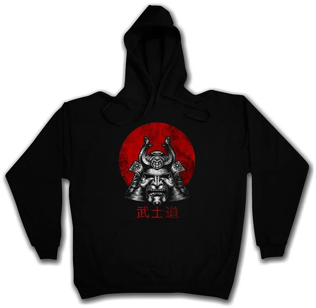 FELPA CON CAPPUCCIO BUSHIDO SAMURAI I Ninja Giappone Guerriero Spada Dakana Armatura