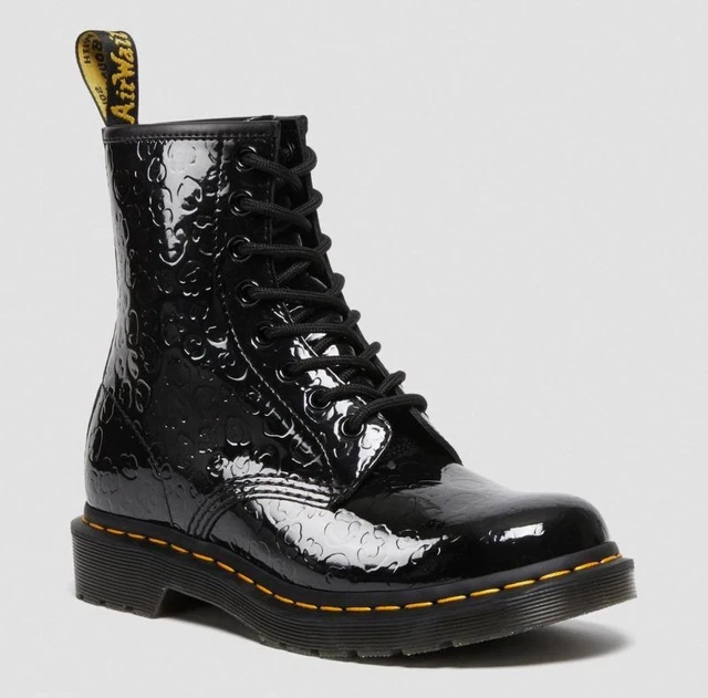 Dr Martens Doc 8 Trou 1460 Noir Brevet Léopard Emboss 26859001