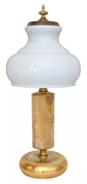 Große Jugendstil Tischlampe Onyx Marmor Schreibtischlampe