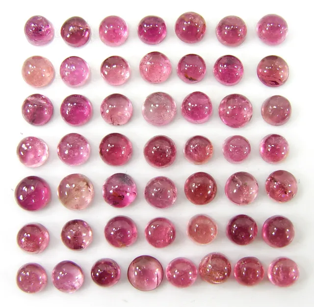 21.70 CT Naturel Rose Tourmaline Desseré Gemme 4-5 Cabochon 50 Pièces Lot-63948