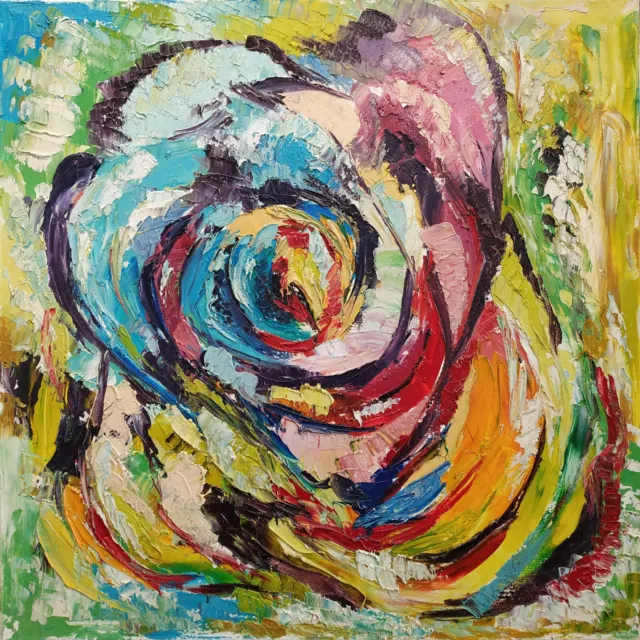 ORIGINAL ROSE OIL painting Pop art Abstract flower art on canvas