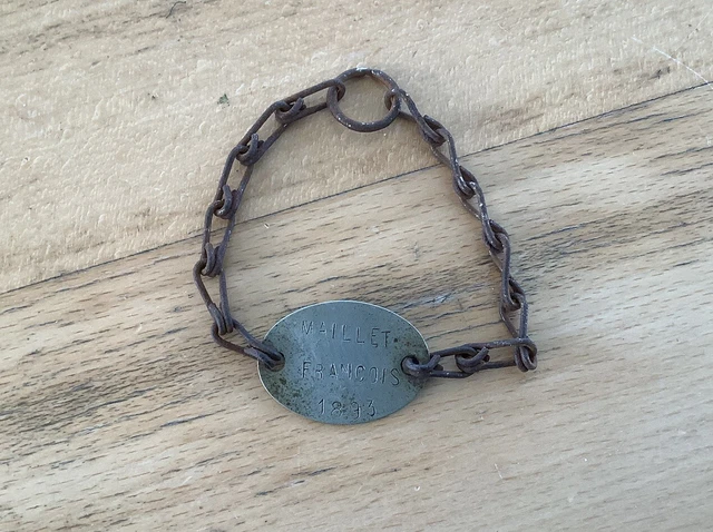 France - plaque d'identification militaire avec bracelet (modèle 1918