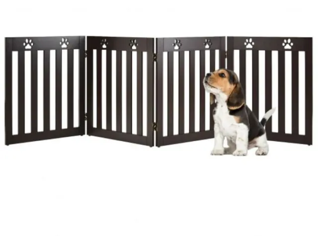 Puerta plegable de madera independiente de 24" puerta para perros con bisagra de seguridad 360 °