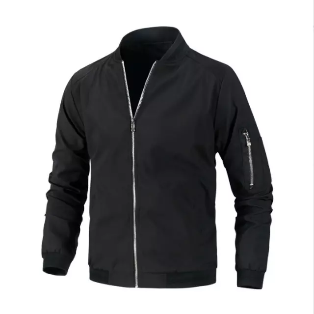 Men's Spring Fall Casual Thin Bomber Jacket Lightweight Sportswear Full-Zip Coat