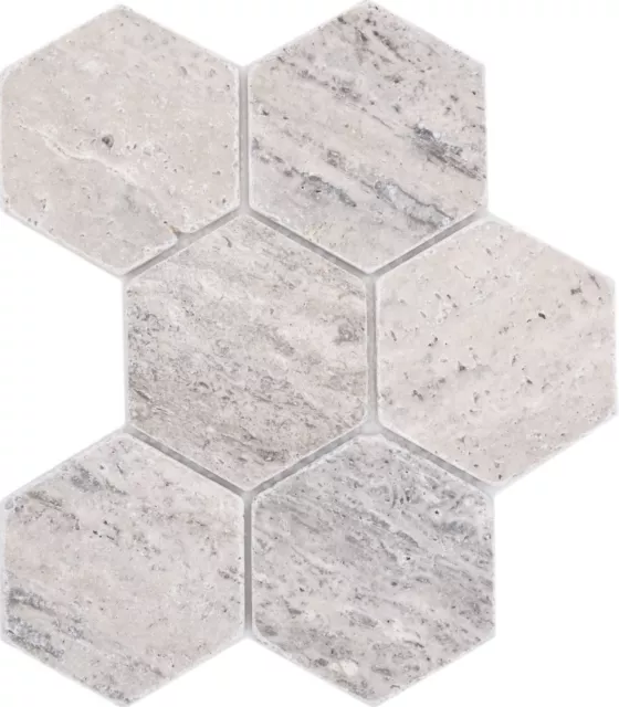 Piedra Natural Mosaicos Travertino Blanco Gris Mate Pared Suelo Cocina Terraza