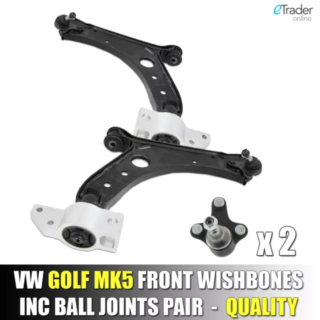 VW Golf Mk5 2004-2010 Lower Front Wishbones Suspension Arms Pair Wishbone Arm x2