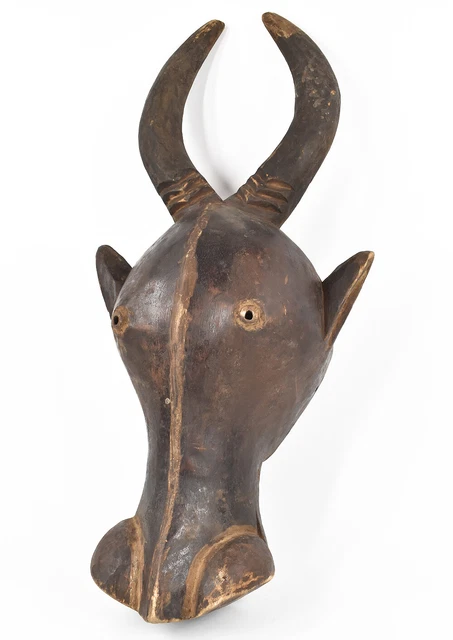Suku Buffalo Mask with Horns Wood Congo African Art